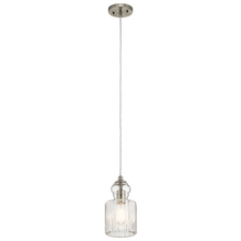 Kichler 43957NI - Riviera 10.75" 1 Light Pendant with Clear Ribbed Glass in Brushed Nickel
