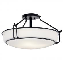 Kichler 44086BK - Alkire 22" 4 light Semi Flush with Satin Etched White Glass in Brushed Nickel