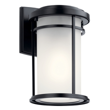 Kichler 49686BK - Toman 10.25" 1 Light Outdoor Wall Light with Satin Etched Glass in Black