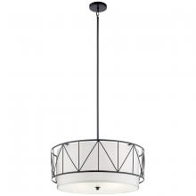 Kichler 52072BK - Birkleigh 11.5" 4 Light Pendant with Satin Etched Glass in Black