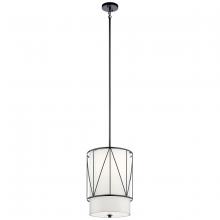 Kichler 52073BK - Birkleigh 18.25" 1 Light Pendant with Satin Etched Glass in Black