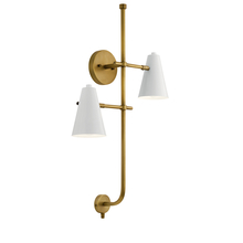 Kichler 52174WH - Sylvia 2 Light Wall Sconce White and Natural Brass