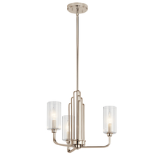 Kichler 52410PN - Kimrose 3 Light Chandelier with Clear Fluted Glass in Polished Nickel and Satin Nickel