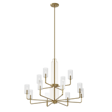 Kichler 52412BNB - Kimrose 12 Light Chandelier with Clear Fluted Glass in Brushed Natural Brass