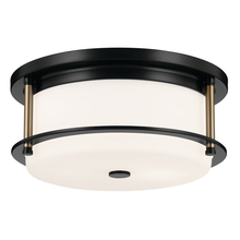 Kichler 52595BKCPZ - Brit 12 Inch 2 Light Flush Mount with Satin Etched Cased Opal Glass in Black and Champagne Bronze
