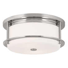 Kichler 52595PN - Brit 12 Inch 2 Light Flush Mount with Satin Etched Cased Opal Glass in Polished Nickel