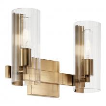 Kichler 55167CPZ - Jemsa 13.75 Inch 2 Light Vanity with Clear Fluted Glass in Champagne Bronze