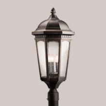 Kichler 9533RZ - Courtyard 27" 3 Light Exterior Post Light with Clear Seeded Glass in Rubbed Bronze