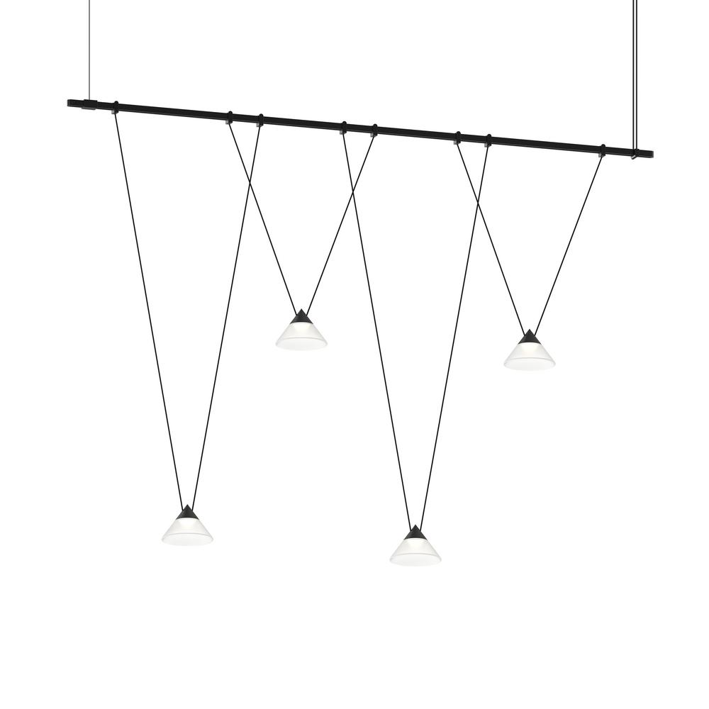 48" 1-Tier Linear w/ V-Line Etched Glass Cone Luminaires