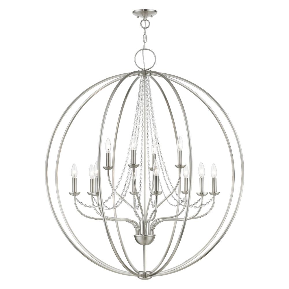 12 Light Brushed Nickel Grande Foyer Chandelier