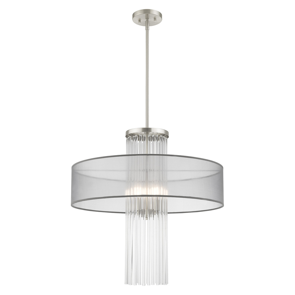 4 Lt Brushed Nickel Pendant Chandelier