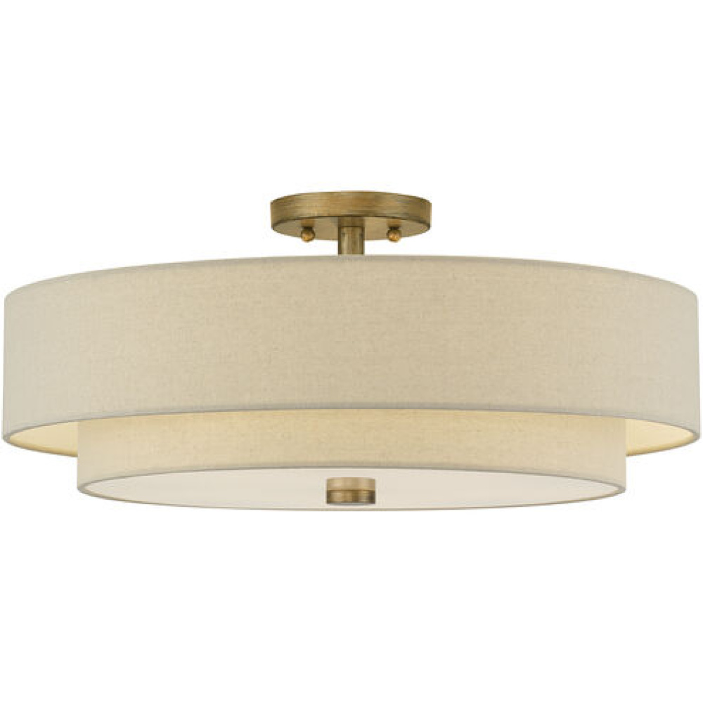 5 Light Antique Gold Leaf Extra Large Semi-Flush