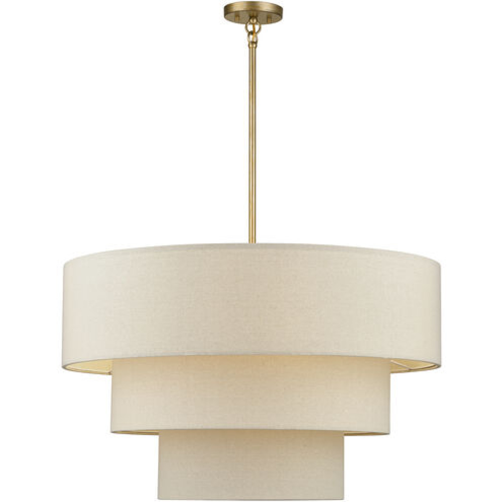 8 Light Antique Gold Leaf Large Pendant Chandelier