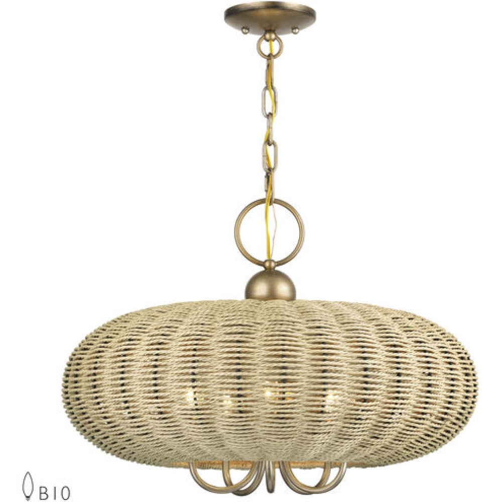 5 Light Antique Gold Leaf Pendant Chandelier