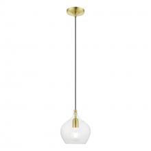 Livex Lighting 49088-12 - 1 Light Satin Brass with Polished Brass Accent Pendant