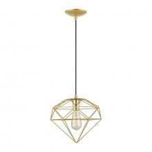 Livex Lighting 49152-33 - 1 Light Soft Gold with Polished Brass Accents Pendant