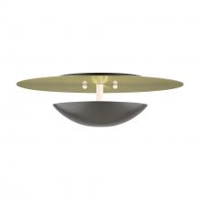 Livex Lighting 56570-92 - 2 Light English Bronze Large Semi-Flush/ Wall Sconce with Antique Brass Reflector Backplate