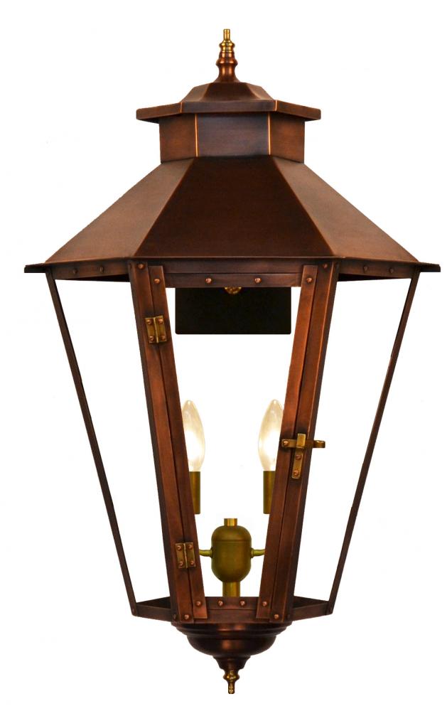 The CopperSmith Bayou Street 26" Tall Copper Electric Wall Mount Outdoor Light Lantern Sconce