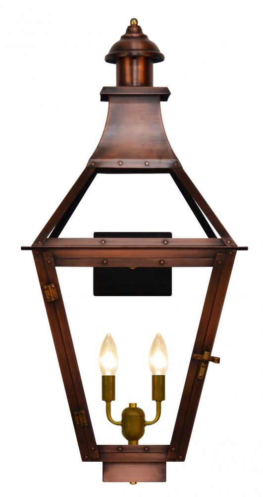 The CopperSmith Creole 27" Tall Copper Electric Wall Mount Outdoor Light Lantern Sconce