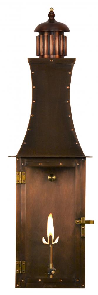 The CopperSmith Churchill Flush 33" Tall Copper Gas Wall Mount Outdoor Light Lantern Sconce