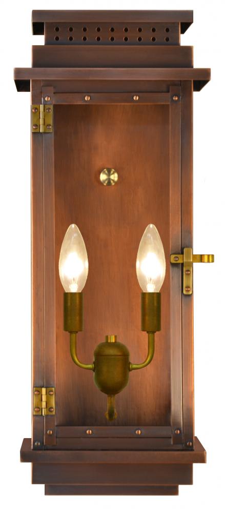 The CopperSmith Contempo Flush 22" Tall Copper Electric Wall Mount Outdoor Light Lantern Sconce