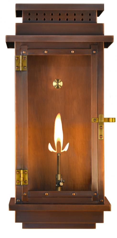 The CopperSmith Contempo Flush 22" Tall Copper Gas Wall Mount Outdoor Light Lantern Sconce