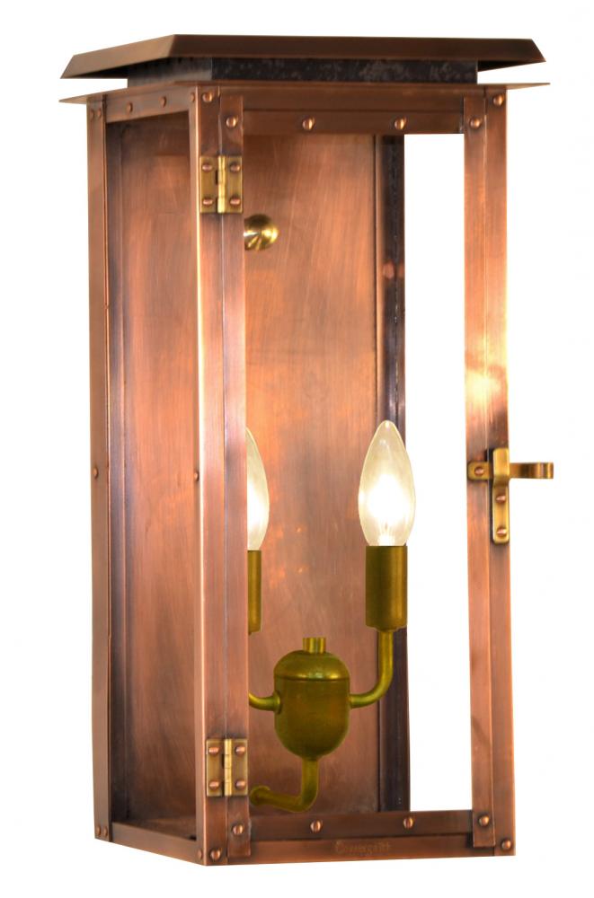 The CopperSmith Hyland Flush 18" Tall Copper Electric Wall Mount Outdoor Light Lantern Sconce