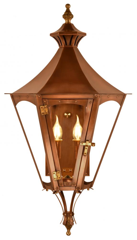 The CopperSmith Biltmore Collection Gala 32" Tall Copper Electric Wall Mount Outdoor Light Lante