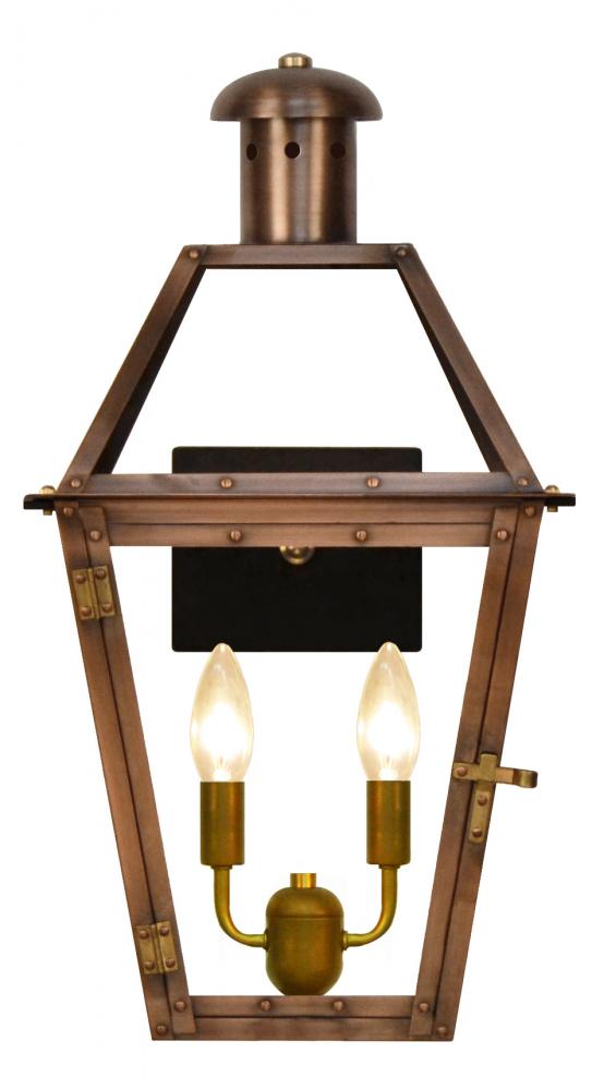 The CopperSmith Georgetown 23" Tall Copper Electric Wall Mount Outdoor Light Lantern Sconce