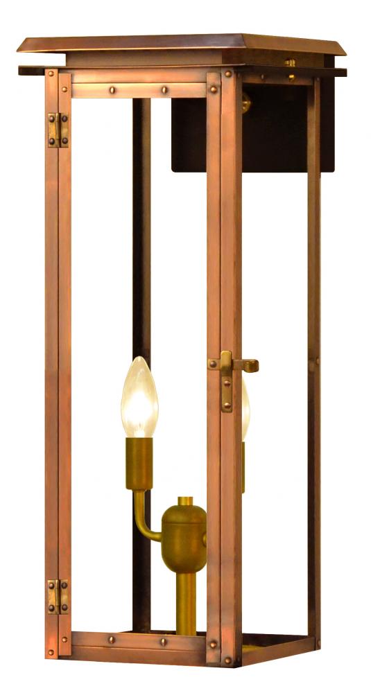 The CopperSmith Hyland 18" Tall Copper Electric Wall Mount Outdoor Light Lantern Sconce