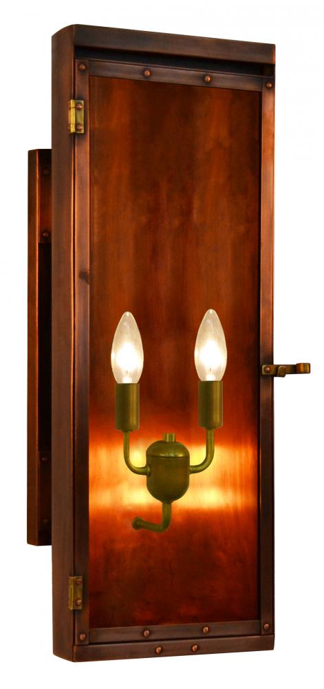 The CopperSmith Luna 22" Tall Copper Electric Wall Mount Outdoor Light Lantern Sconce