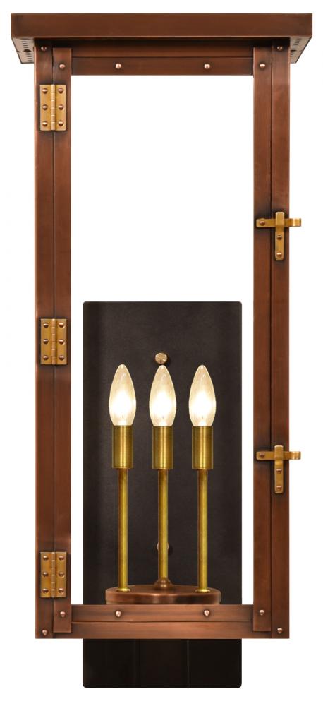 The CopperSmith Moneo 27" Tall Copper Electric Wall Mount Outdoor Light Lantern Sconce