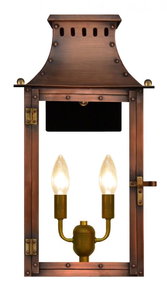 The CopperSmith Market Street 19" Tall Copper Electric Wall Mount Outdoor Light Lantern Sconce