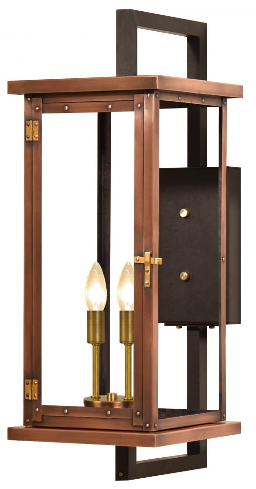 The CopperSmith Navarrete 35" Tall Copper Electric Wall Mount Outdoor Light Lantern Sconce
