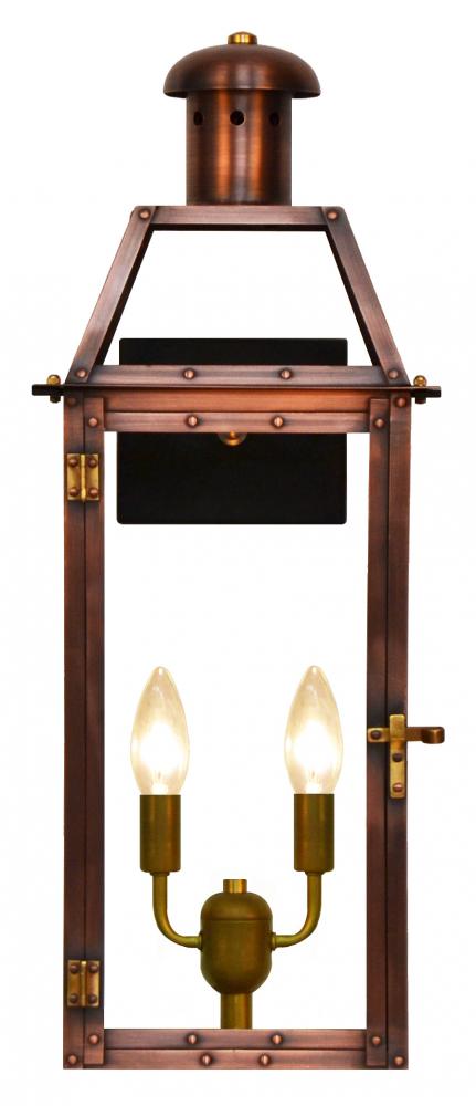 The CopperSmith Oakley 21" Tall Copper Electric Wall Mount Outdoor Light Lantern Sconce