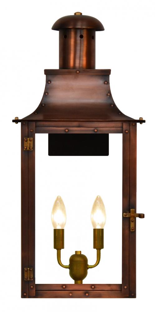 The CopperSmith Somerset 23" Tall Copper Electric Wall Mount Outdoor Light Lantern Sconce