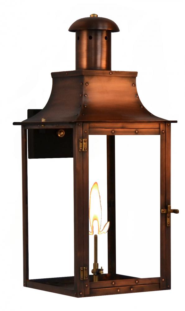 The CopperSmith Somerset 23" Tall Copper Gas Wall Mount Outdoor Light Lantern Sconce