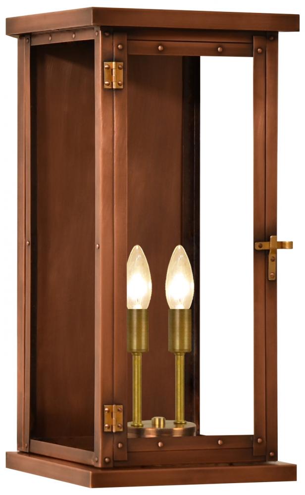 The CopperSmith Vieira 22" Tall Copper Electric Wall Mount Outdoor Light Lantern Sconce