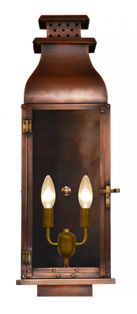 The CopperSmith Water Street 28" Tall Copper Electric Wall Mount Outdoor Light Lantern Sconce