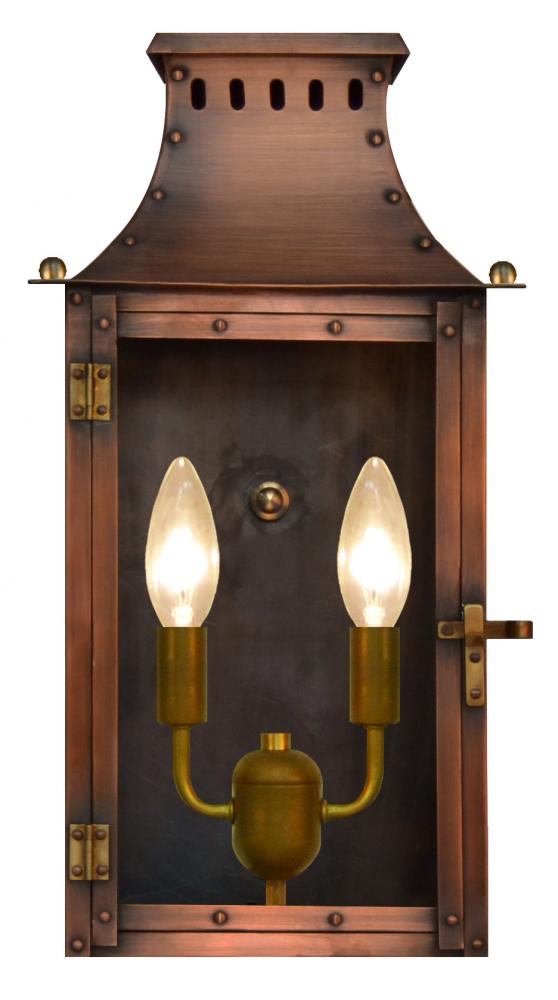 The CopperSmith Yorktown 16" Tall Copper Electric Wall Mount Outdoor Light Lantern Sconce
