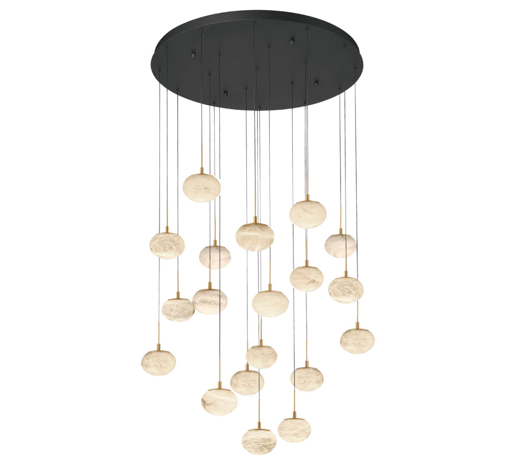 Calcolo, 19 Light Round LED Chandelier, Matte Black