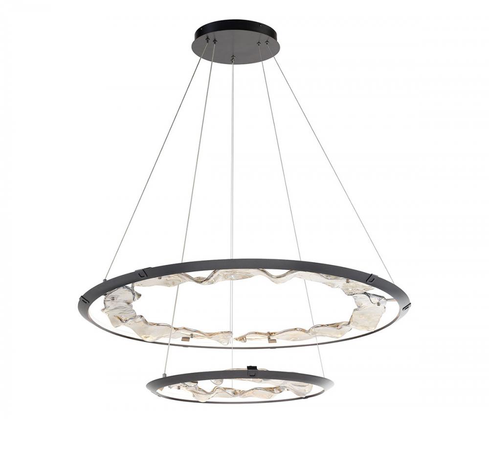 Nettuno, 2 Tier LED Chandelier, Painted Brushed Grey