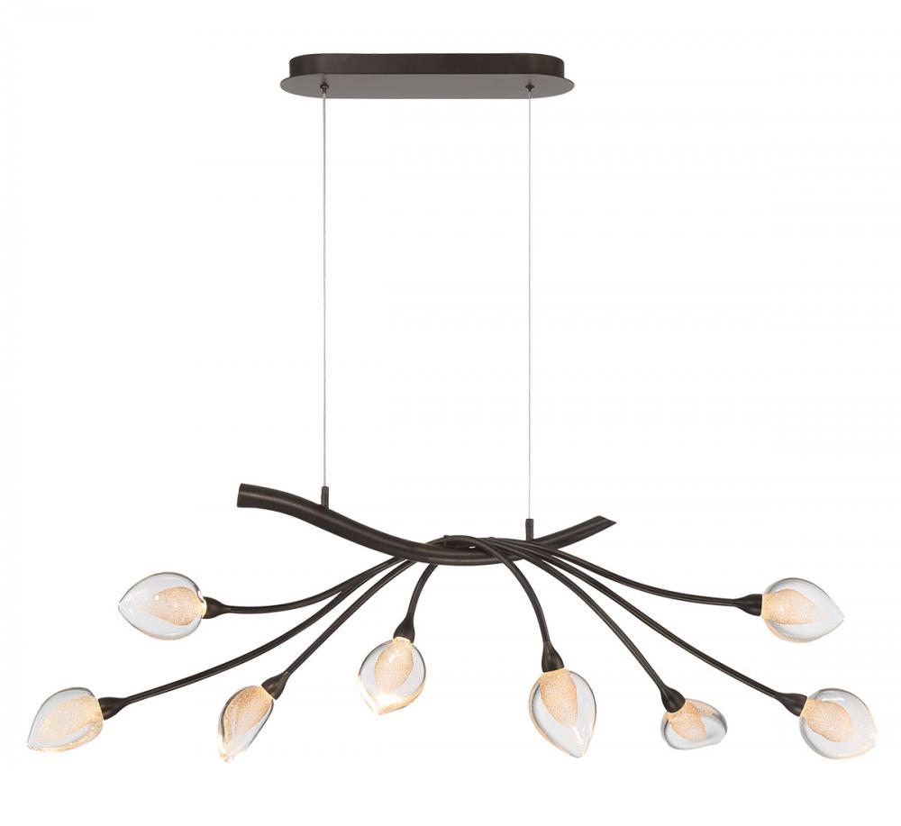 Modena, 8 Light Oval LED Chandelier, Black with Gold Accent