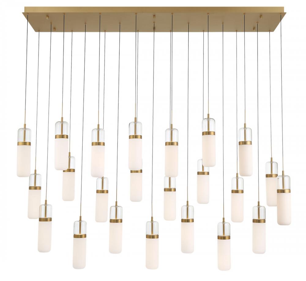 Verona, 23 light Rectangular LED Chandelier, Painted Antique Brass