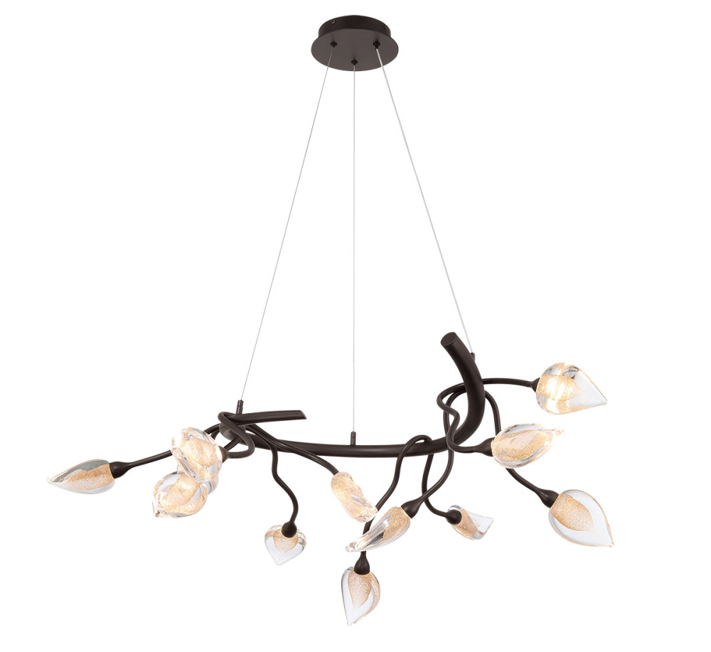 Modena 12 Light Round LED Chandelier Black With Gold Accent