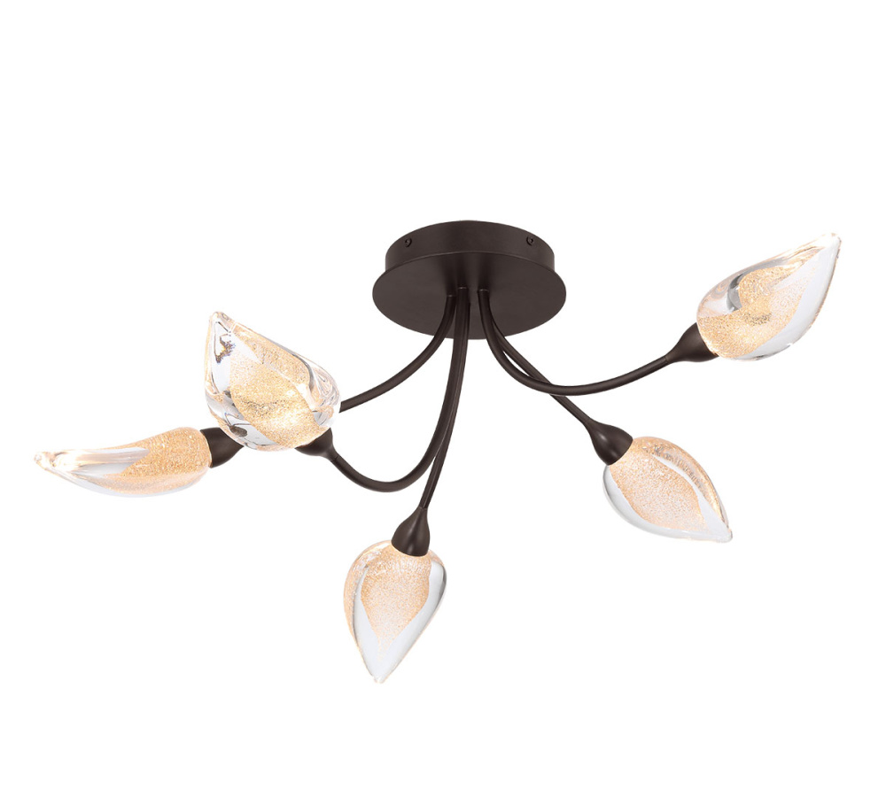 Modena,5 Light LED Ceiling Mount Black With Gold Accent