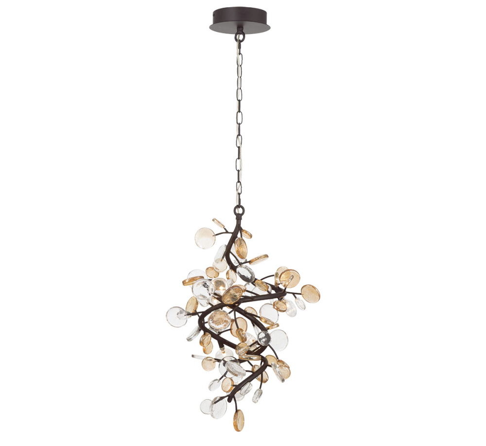 Pisa 7 Light LED Pendant Black With Gold Accent