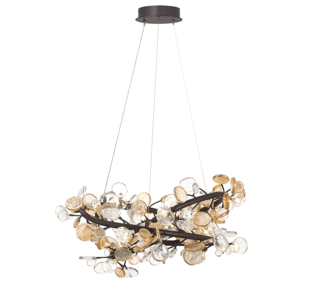 Pisa 19 Light LED Chandelier Black With Gold Accent