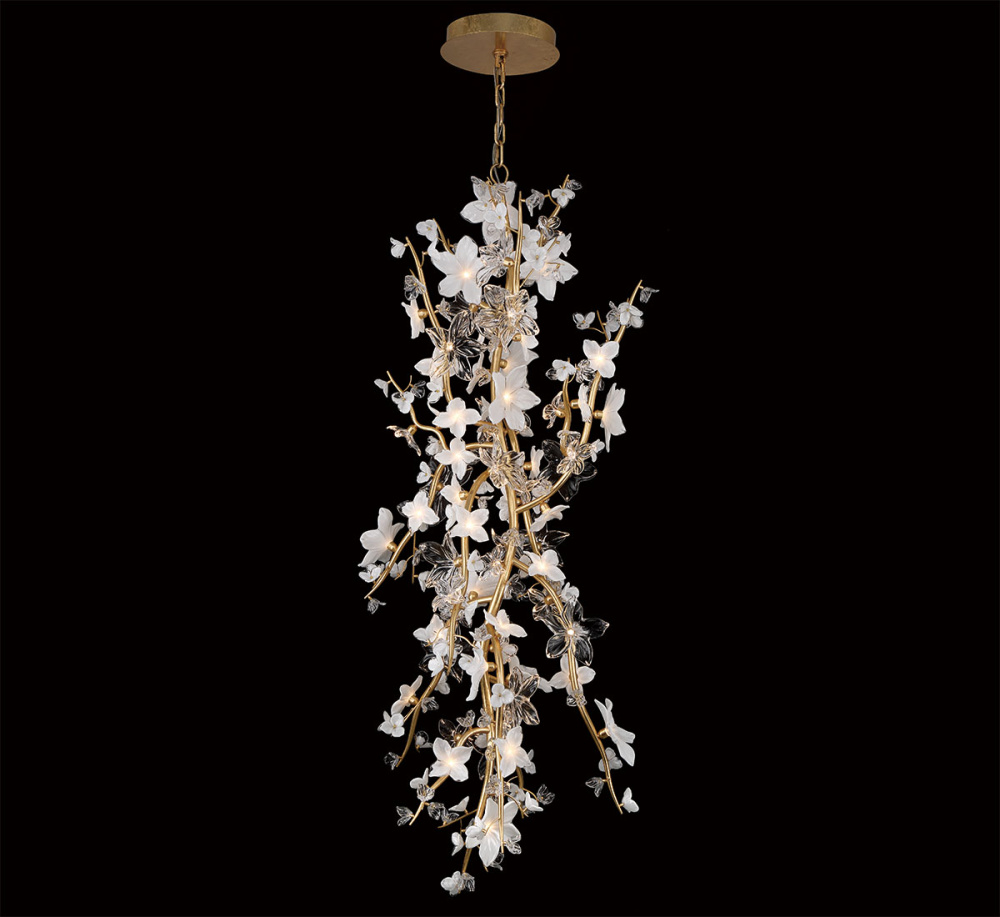 Fiori 65 Light LED Grand Chandelier Gold Leaf