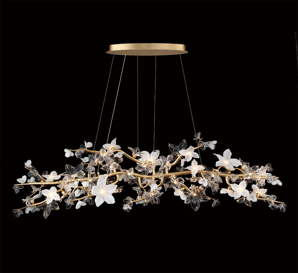 Fiori 47 Light Oval LED Chandelier Gold Leaf